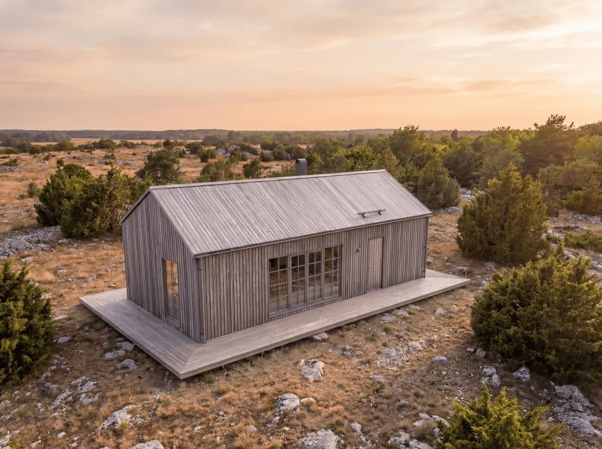 Visualisering: Fårö 50 i kvällsljus på heden
